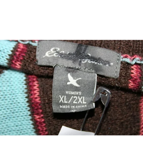 Eddie Bauer knit Pancho Chevron brown one size S M L cardigan - Picture 9 of 11